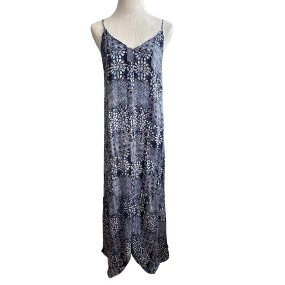 Tommy Hilfiger Womens Spaghetti Strap Maxi Dress Blue White Size M.